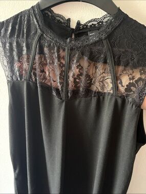 🔥NWT SHEIN Black Lace Yoke Tank Dress
